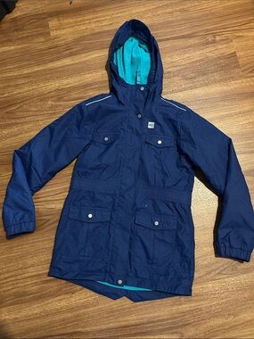 MEC Kids Navy Hooded Spring Jacket with Teal Lining